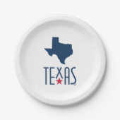 テキサス州、テキサス州、ネイビーブルーのシンボル ペーパープレート (正面)