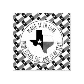 テキサス州・テシャン国旗の地図から愛で作られた ラバースタンプ (インプリント)