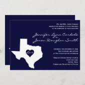 テキサス州·テーメド·ネービー·ホワイト·結婚式招待状 招待状 (正面/裏面)