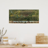 テキサス州・ヒューストンのバードゼイの地図（1891年）再版 ポスター (キッチン)