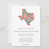 テキサス州・ブライト・トロピカル・花模様結婚ズ州 招待状 (正面)