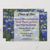 テキサス州·ブルーボンネッツ·フィールド·フォト卒業 招待状 (正面/裏面)