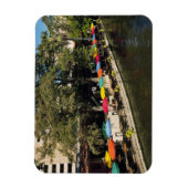 テキサス州、リバーウォーク、川の端で食事 マグネット (縦)