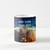 テキサス州・ロングホーンの牛の写真アートを追加引用文 コーヒーマグカップ (中央)