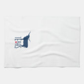 テキサス州、ロングホーン、ネイビーのシンボル キッチンタオル (横)