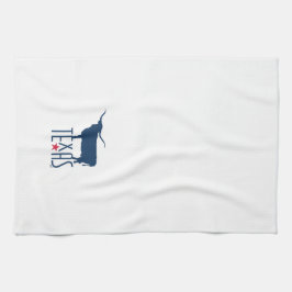 テキサス州、ロングホーン、ネイビーのシンボル キッチンタオル