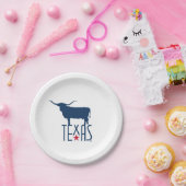 テキサス州、ロングホーン、ネイビーのシンボル ペーパープレート (パーティー)