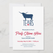 テキサス州、ロングホーン、ネイビーのシンボル 招待状 (正面)