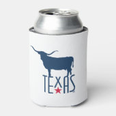 テキサス州、ロングホーン、ネイビーのシンボル 缶クーラー (缶正面)
