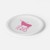 テキサス州、ロングホーン、ピンクの記号 ペーパープレート (アングル)