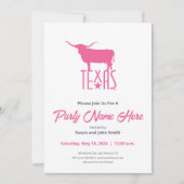 テキサス州、ロングホーン、ピンクの記号 招待状 (正面)