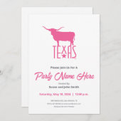 テキサス州、ロングホーン、ピンクの記号 招待状 (正面/裏面)