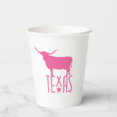 テキサス州、ロングホーン、ピンクの記号 紙コップ (裏面)