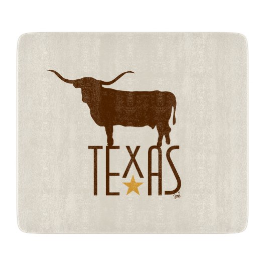 テキサス州、ロングホーン、ブラウンの記号 カッティングボード (正面)