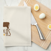 テキサス州、ロングホーン、ブラウンの記号 キッチンタオル (四つ折り)