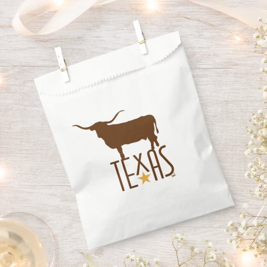 テキサス州、ロングホーン、ブラウンの記号 フェイバーバッグ (クリップ留めされた状態)