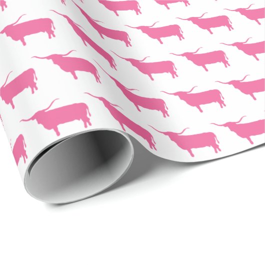 テキサス州、ロングホーン、青の記号 ラッピングペーパー (ロールコーナー)