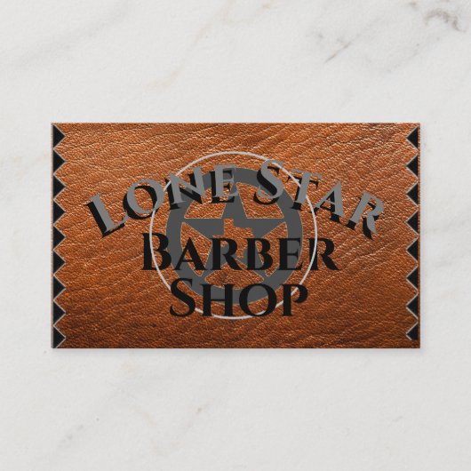 テキサス州・ローン・スター・オン・ブラウン・レザー 名刺 (正面)