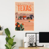 テキサス州・ヴィンテージ旅行アートポスター ポスター (ホームオフィス)
