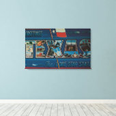 テキサス州（星ローン旗）大きな文字のシーン キャンバスプリント (インサイチュ (ウッドフロア))