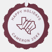 テキサス州A&M大学 – サンアントニオ |州ロゴ オーナメントカード (裏面)