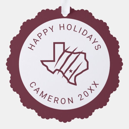 テキサス州A&M大学 – サンアントニオ |州ロゴ オーナメントカード (裏面)