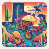 テキサス州BBQパーティー2 スクエアシール (正面)