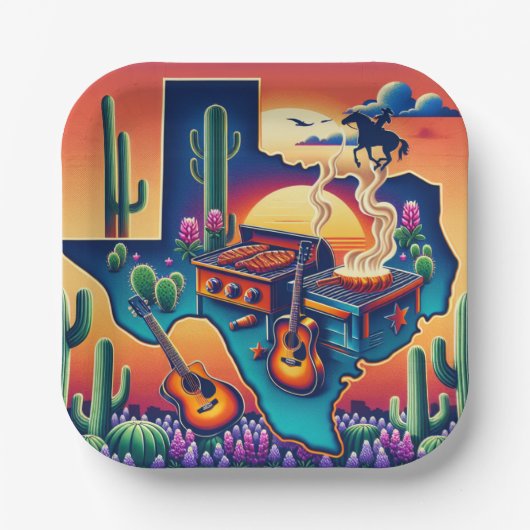 テキサス州BBQパーティー2 ペーパープレート (正面)