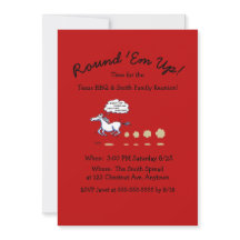 テキサス州BBQファミリー懇親会カートゥーンホース招待状