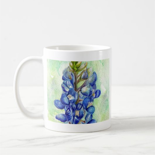 テキサス州Bluebonnetの野生の花のスケッチ コーヒーマグカップ (左)