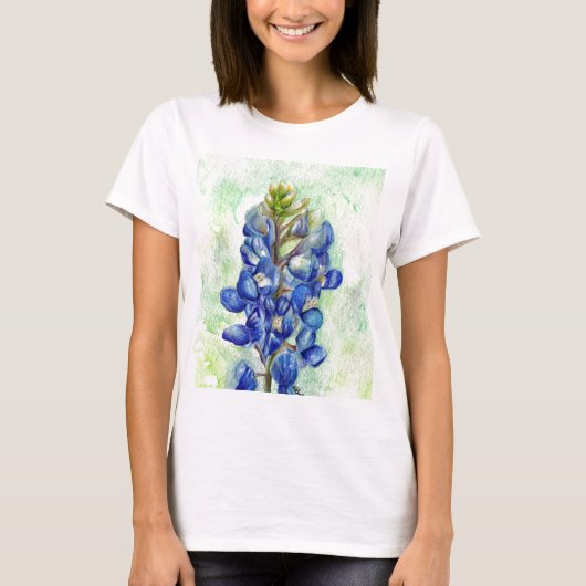 テキサス州Bluebonnetの野生の花のスケッチ Tシャツ (正面)