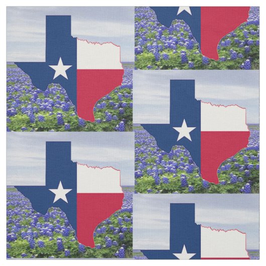 テキサス州Bluebonnetsのテキサス州の形の旗の生地4.5" ファブリック (見本)