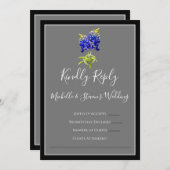 テキサス州Bluebonnets on Dark Gray,春RSVP 招待状 (正面/裏面)