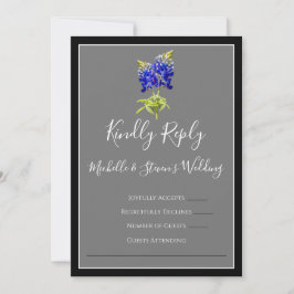 テキサス州Bluebonnets on Dark Gray,春RSVP 招待状