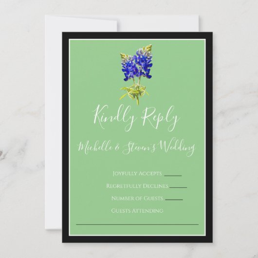 テキサス州Bluebonnets on Sage、春RSVP 招待状 (正面)