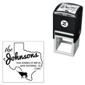 テキサス州Longhornシルエットファミリアドレス セルフインキングスタンプ (インサイチュ)