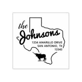 テキサス州Longhornシルエットファミリアドレス ラバースタンプ (インプリント)