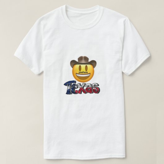 テキサス州tシャツ白絵文字カウボーイ tシャツ (デザイン正面)