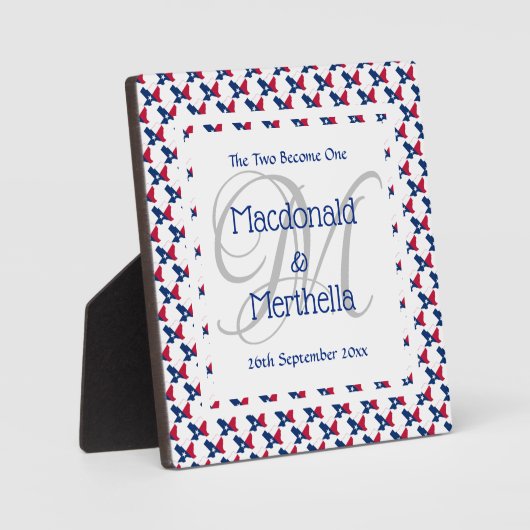 テキサス州USAの結婚記念ギフトカスタムモノグラム フォトプラーク (正面)