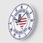 テキサス州USAスターズストライプズMapファミリー名Dt Estd ラージ壁時計 (傾斜)