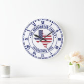 テキサス州USAスターズストライプズMapファミリー名Dt Estd ラージ壁時計 (ホーム)