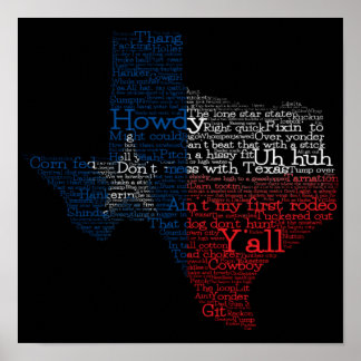 テキサス州USAスラングWord Art Mapポスター ポスター