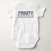 テキサス生まれ、トリニティー育ちのロングホーン ベビーボディスーツ (裏面)