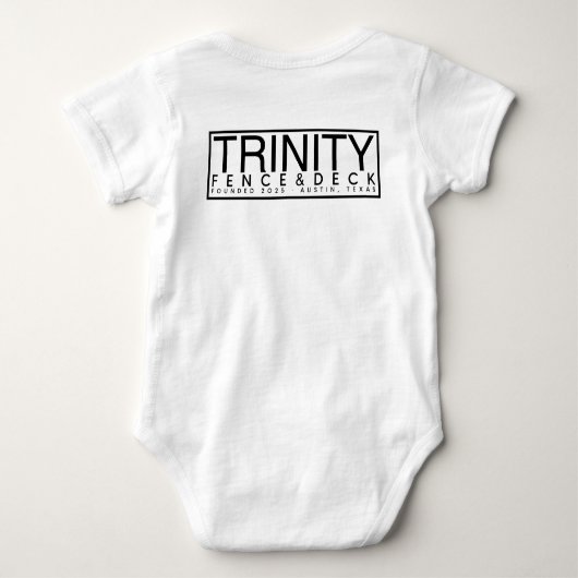 テキサス生まれ、トリニティー育ちのロングホーン ベビーボディスーツ (裏面)