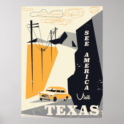 テキサス アメリカを見る 1950年代 ビンテージ 旅行ポスター ポスター (正面)