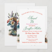 テキサス カントリーガール ブーツ フラワー ハット 招待状 (正面/裏面)