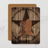 テキサス スター カウボーイ ブーツ  カントリー ウエスタン ウェディング 招待状 (正面/裏面)