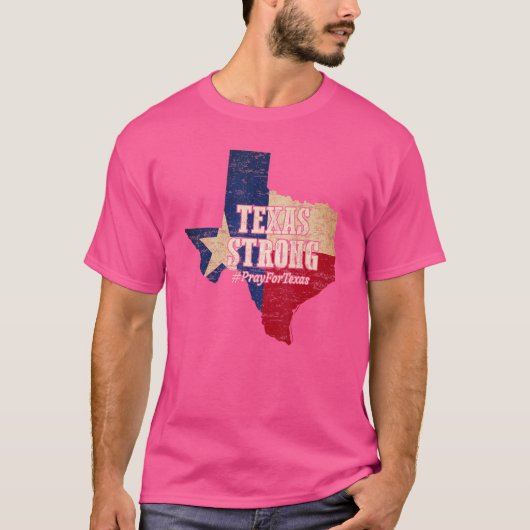 テキサス・ストロング祈りのためのテキサス州旗地図 Tシャツ (正面)