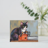 テキサス・タキシード・キャット・チェーンソー・大虐殺 面白い ハロウィン シーズンカード (スタンド正面)