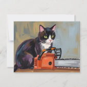 テキサス・タキシード・キャット・チェーンソー・大虐殺 面白い ハロウィン シーズンカード (正面)